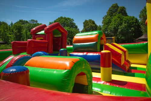 Inside,colorful,inflatable,castle.